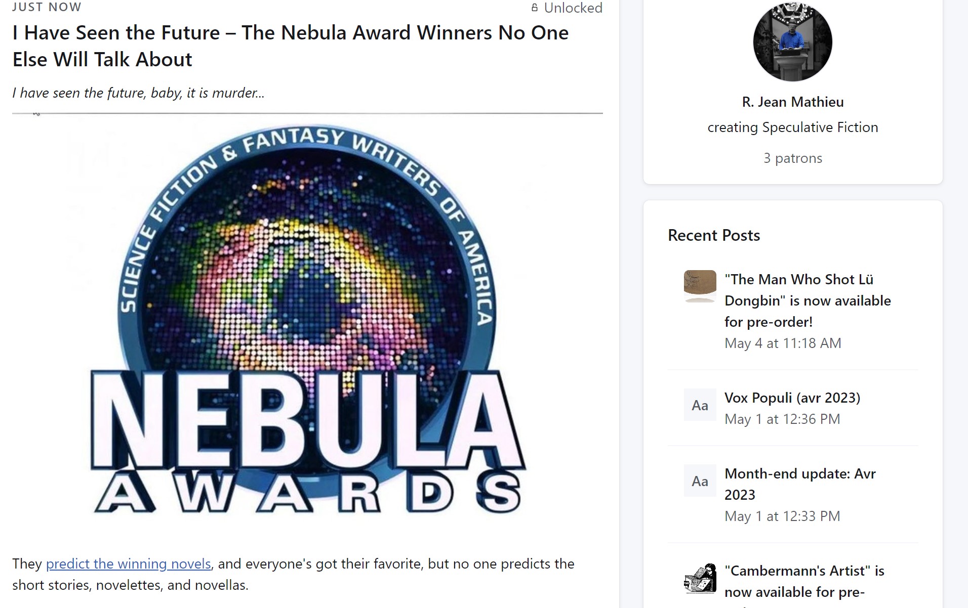 I Have Seen the Future The Nebula Award Winners No One Else Will Talk